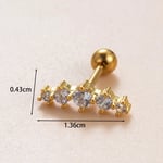 Gold color / 1 Piece Simple Series  Copper Gold Color Zircon Women's Stud Earrings Picture2